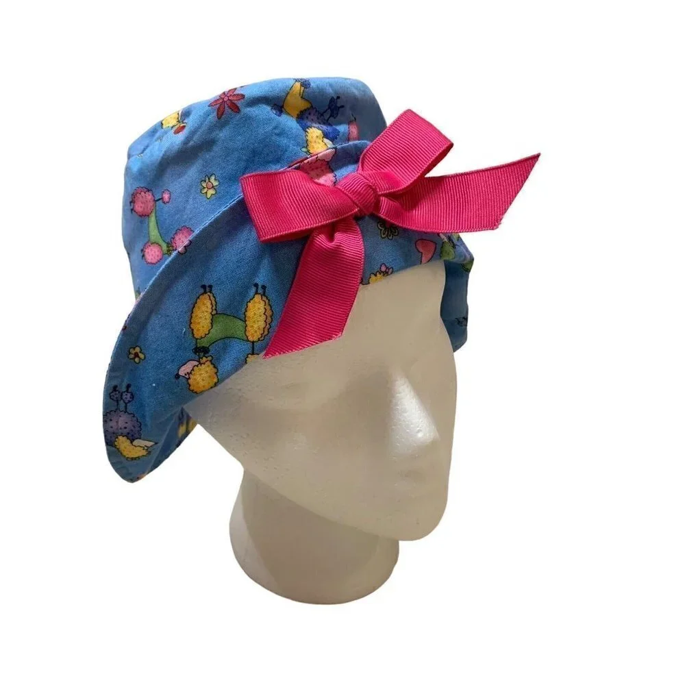 Chicken Noodle San Francisco Baby Girl's Bucket Hat Infant Size Dog Print Bow